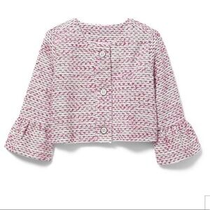 NWT Janie and Jack Tweed Ruffle Cuff Boucle Blazer Pink White size 2T